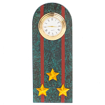 Часы погон ВС подарочные настольные из натурального камня Змеевик Military Clock варинант исполнения - 4 | Loft Concept в Екатеринбурге