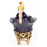 Чаша темно-синего цвета из фарфора с разноцветной птичкой Eden Garden porcelain and bronze варинант исполнения - 3 | Loft Concept в Екатеринбурге