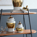 Ваза белая с крышкой и золотистыми фрагментами 24 см Chinoiserie Ceramics варинант исполнения - 4 | Loft Concept в Екатеринбурге