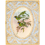 Декоративный постер с изображением птиц в раме с рельефным растительным узором Blooming Birds Poster варинант исполнения - 4 | Loft Concept в Екатеринбурге