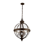 Подвесной светильник бронзового цвета с прозрачным стеклянным плафоном в форме шара в индустриальном стиле на цепи 4 лампы Feiss варинант исполнения - 2 | Loft Concept в Екатеринбурге