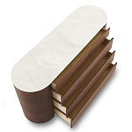 Дизайнерский комод овальной формы с белой столешницей и 4-мя ящиками Gioli варинант исполнения - 1 | Loft Concept в Екатеринбурге