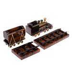 Часы настольные в виде паровоза из натурального камня Обсидиан Train Stone Clock варинант исполнения - 3 | Loft Concept в Екатеринбурге