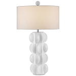 Настольная лампа белая с тканевым абажуром в форме цилиндра Morphing варинант исполнения - 3 | Loft Concept в Екатеринбурге