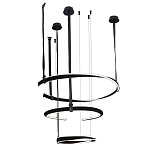 Люстра подвесная с 3-мя кольцами из кожаных ремней черного цвета Half Ring Horizontal  варинант исполнения - 2 | Loft Concept в Екатеринбурге