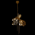 Люстра подвесная со стеклянными плафонами из дымчатого и золотистого с тремя вертикальными подвесками Gilded Mirage  варинант исполнения - 6 | Loft Concept в Екатеринбурге