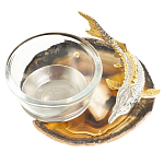 Икорница с декором "Стерлядка" с гравировкой на подставке из натурального камня Агат Decorative Cavair Dishes варинант исполнения - 2 | Loft Concept в Екатеринбурге