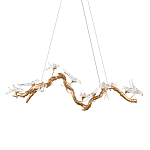 Люстра подвесная линейная с прозрачными стеклянными птичками на ветвях Serip Voa варинант исполнения - 1 | Loft Concept в Екатеринбурге