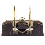 Настольный письменный набор из бежевого мрамора с часами Marble Accessory варинант исполнения - 3 | Loft Concept в Екатеринбурге