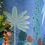 Обои ручная роспись Malwa Special Colourway on blue painted Xuan paper варинант исполнения - 2 | Loft Concept в Екатеринбурге