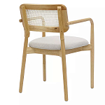 Стул обеденный с мягким сиденьем и спинкой из плетеного ротанга Wood and Textile Chair варинант исполнения - 3 | Loft Concept в Екатеринбурге