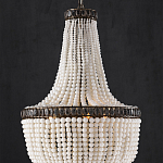 Люстра каплевидной формы декорированная нитями стеклянных бусин молочного цвета Bead threads варинант исполнения - 2 | Loft Concept в Екатеринбурге