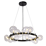 Люстра круглая подвесная с 15-ю прозрачными шарообразными плафонами из стекла Iona chandelier варинант исполнения - 8 | Loft Concept в Екатеринбурге