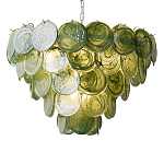 Люстра из зеленых стеклянных дисков с перламутровым эффектом Green Glowing Glaze варинант исполнения - 6 | Loft Concept в Екатеринбурге