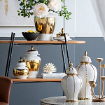 Ваза с золотыми полосами на белом фоне Chinoiserie Ceramics варинант исполнения - 4 | Loft Concept в Екатеринбурге