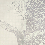 Обои ручная роспись в стиле Арт-деко Whistler Peacocks Special Colourway on 12 Carat White Gold gilded silk варинант исполнения - 2 | Loft Concept в Екатеринбурге