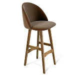 Барный стул со спинкой на 4-х деревянных ножках Коричневый Велюр Vendramin Chair  варинант исполнения - 1 | Loft Concept в Екатеринбурге