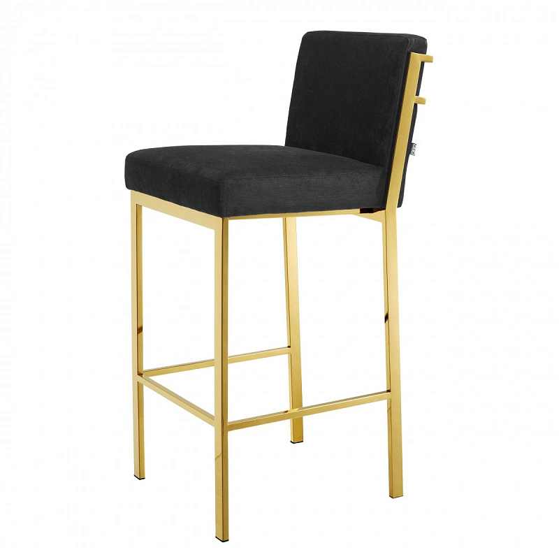 Барный стул Eichholtz Bar Stool Scott Gold Черный Глянцевое золото в Екатеринбурге | Loft Concept 