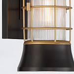 Настенный фонарь цилиндрической формы с рифленым стеклом в золотом каркасе на черном прямоугольном основании Eurofase варинант исполнения - 14 | Loft Concept в Екатеринбурге