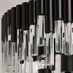 Люстра круглая из матового черного металла с подвесками из прозрачных стеклянных трубок Noir Tubes варинант исполнения - 7 | Loft Concept в Екатеринбурге