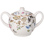 Чайный сервиз из фарфора белый с рисунком цветов на 6 персон 14 предметов Garden Whisper Porcelain Set  варинант исполнения - 3 | Loft Concept в Екатеринбурге