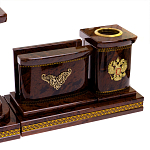 Настольный письменный набор с часами и визитницами из природного камня обсидиана Royal Present варинант исполнения - 3 | Loft Concept в Екатеринбурге