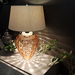 Настольная лампа с фактурным стеклянным основанием красного цвета с хромированной деталью у горловины и белым абажуром из искусственного шёлка Elstead Lighting варинант исполнения - 2 | Loft Concept в Екатеринбурге