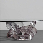 Дизайнерский журнальный стол с круглой прозрачной столешницей и основанием в виде цепи Hua Wang варинант исполнения - 1 | Loft Concept в Екатеринбурге