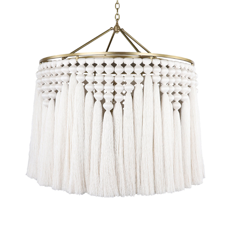 Люстра белая плетеная с кисточками Boho Tassel Chandelier Белый Латунь Люстра белая плетеная с кисточками Boho Tassel Chandelier Белый Латунь в Екатеринбурге | Loft Concept