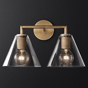 Бра RH Utilitaire Funnel Shade Double Sconce Brass