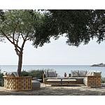 Дизайнерский уличный диван из массива дерева с плетеной спинкой PALINFRASCA Sofa варинант исполнения - 3 | Loft Concept в Екатеринбурге