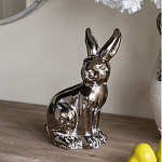 Статуэтка заяц из текстурированной терракоты и покрытый глянцевой краской под бронзу Rabbit Charm  варинант исполнения - 5 | Loft Concept в Екатеринбурге