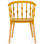 Пластиковый стул на ножках из массива бука Ferret Spiral Mustard варинант исполнения - 2 | Loft Concept в Екатеринбурге