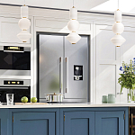 Подвесной светильник белого цвета с тремя геометрическими плафонами Alora Mood варинант исполнения - 12 | Loft Concept в Екатеринбурге