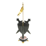 Часы настольные в виде щита с флагом из натуральных камней Змеевик и Креноид Stone Clock варинант исполнения - 4 | Loft Concept в Екатеринбурге