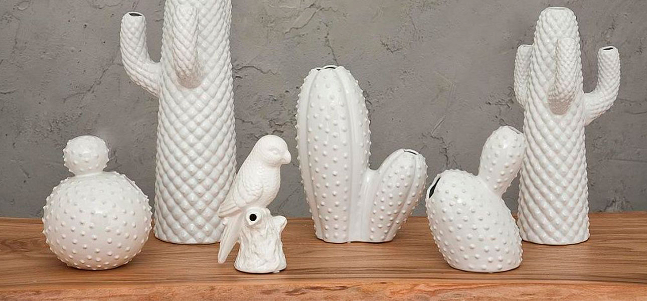 Фигурка керамика белый кактус White Cactus - Loft-Concept в Екатеринбурге