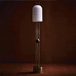 Торшер с белым фактурным абажуром и декором из черных сфер Echoes of Light варинант исполнения - 1 | Loft Concept в Екатеринбурге