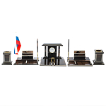 Настольный письменный набор с часами из природного камня обсидиана Team leader варинант исполнения - 1 | Loft Concept в Екатеринбурге