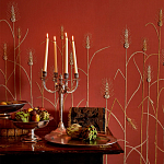 Обои с вышивкой ручной работы Ceres Original colourway on wool sateen варинант исполнения - 1 | Loft Concept в Екатеринбурге