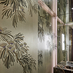 Обои ручная роспись Silk Tree Original colourway on White Metal gilded paper варинант исполнения - 2 | Loft Concept в Екатеринбурге