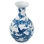 Ваза с мотивами цветущего сада с попугаями Blue Vase Inspired by Nature варинант исполнения - 1 | Loft Concept в Екатеринбурге