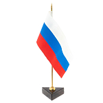 Флагшток настольный с флагом России из камня обсидиан Stone Flagpole варинант исполнения - 2 | Loft Concept в Екатеринбурге