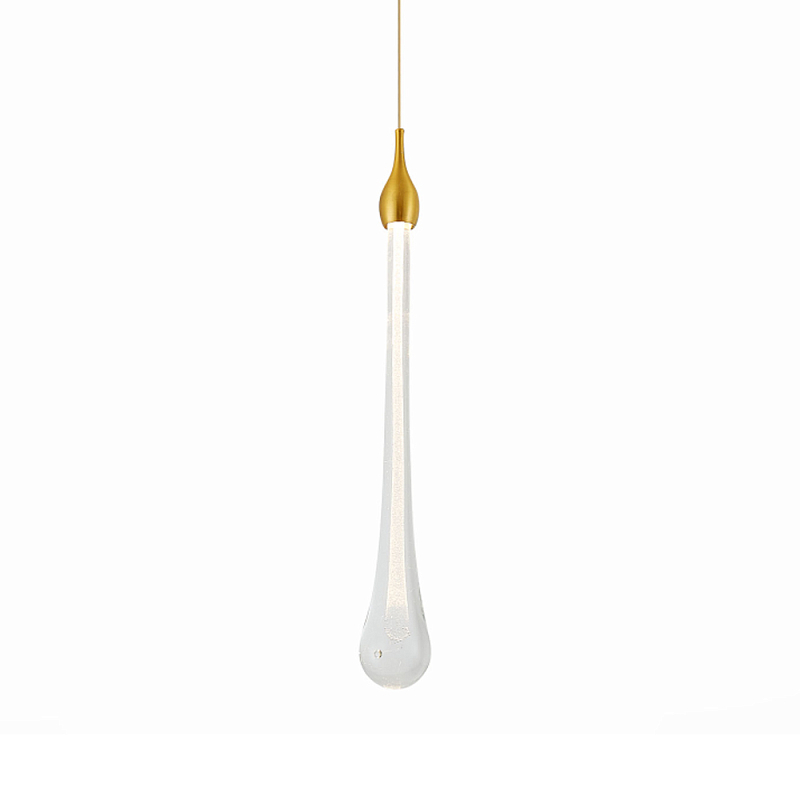 Подвесной светильник с плафоном в форме капли на золотистом каркасе Raindrop Прозрачное Стекло Золотой в Екатеринбурге | Loft Concept 