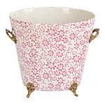 Кашпо из белого фарфора с розовым цветочным орнаментом Eden Garden варинант исполнения - 1 | Loft Concept в Екатеринбурге