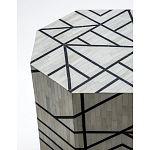 Приставной столик с инкрустацией Black and White Geometry bone bedside table варинант исполнения - 1 | Loft Concept в Екатеринбурге