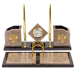 Настольный письменный набор из бежевого мрамора с часами Marble Accessory варинант исполнения - 1 | Loft Concept в Екатеринбурге