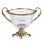 Чаша из прозрачного стекла с ручками и ободком из бронзы Eden Garden варинант исполнения - 1 | Loft Concept в Екатеринбурге