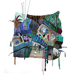 Панно гобелен яркие Пространство-Время TimeSpace Blue варинант исполнения - 2 | Loft Concept в Екатеринбурге