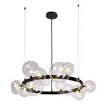 Люстра круглая подвесная с 15-ю прозрачными шарообразными плафонами из стекла Iona chandelier варинант исполнения - 7 | Loft Concept в Екатеринбурге