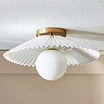 Потолочный светильник с белым плиссированным абажуром Headquarters варинант исполнения - 1 | Loft Concept в Екатеринбурге